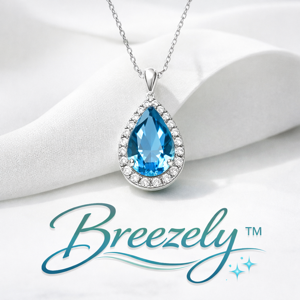 Breezely™ Sapphire & Diamond Pendant Necklace – Timeless Elegance with Sparkling Diamonds