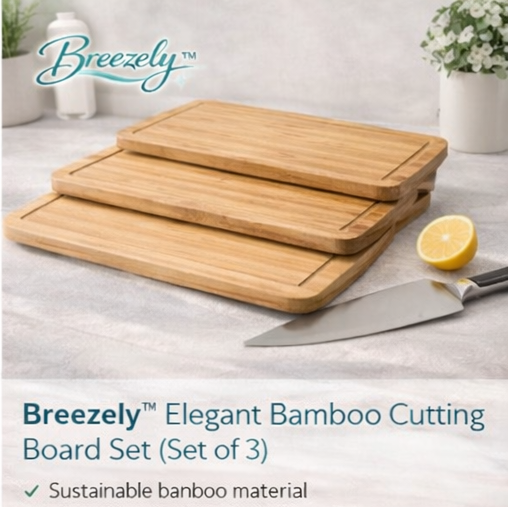 Breezely™ Elegant Bamboo Cutting Board Set (Set of 3)