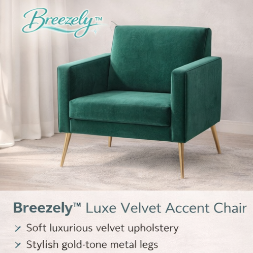 Breezely™ Luxe Velvet Accent Chair